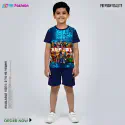 Robolox Navy Half-sleeve 3D Sublimation T-shirts Set For kids - Code: AF01