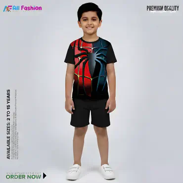 Spider Half-sleeve 3D Sublimation T-shirts Set For kids - Code: AF53