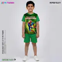 Spaiderman Green Half-sleeve 3D Sublimation T-shirts Set For kids - Code: MB31