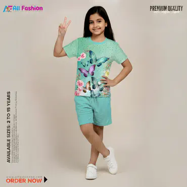  Butter Fly Peast Half-sleeve 3D Sublimation T-shirts For kids- Code: AF35