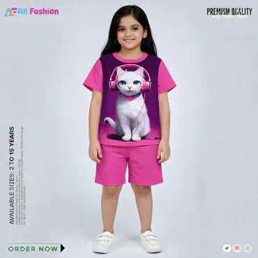 Cat Read Half-sleeve 3D Sublimation T-shirts For kids - Code: AF51