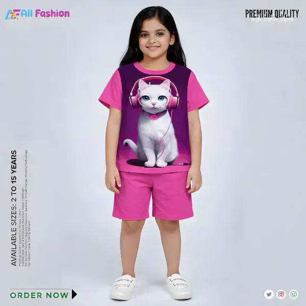Cat Read Half-sleeve 3D Sublimation T-shirts For kids - Code: AF51