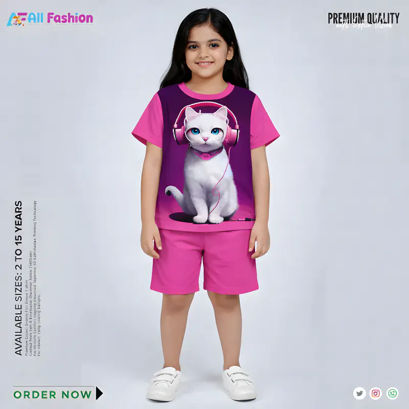 Cat Read Half-sleeve 3D Sublimation T-shirts For kids - Code: AF51