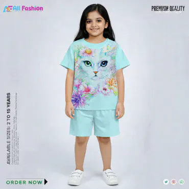Cat Peast Half-sleeve 3D Sublimation T-shirts For kids - Code: AF28