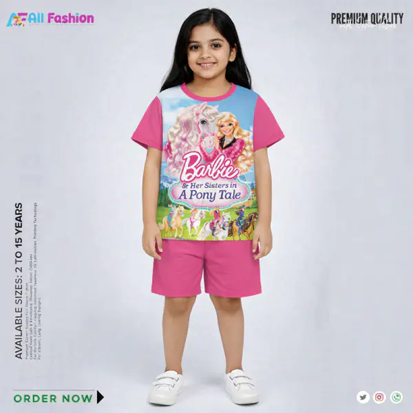   Barbie Half-sleeve 3D Sublimation T-shirts For kids -AF056    