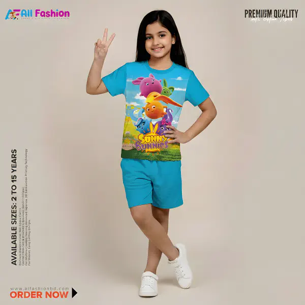 Sunny Bunnies Half-sleeve 3D Sublimation T-shirts For kids - Code: AF70