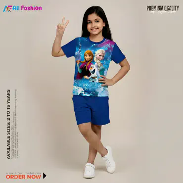 Frozen Half-sleeve 3D Sublimation T-shirts For kids - Code: AF27