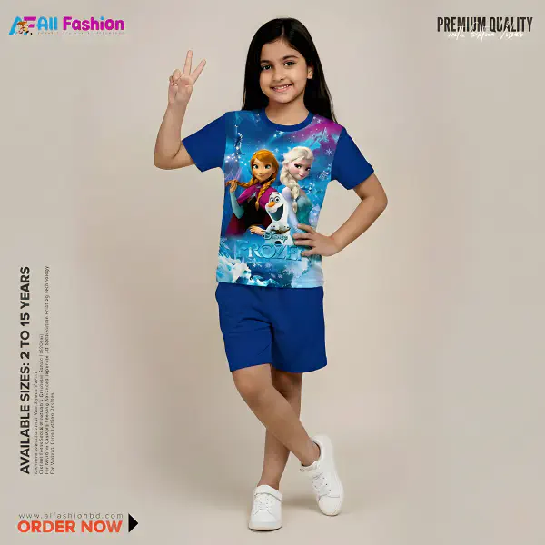 Frozen Half-sleeve 3D Sublimation T-shirts For kids - Code: AF27