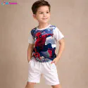 Spider Man White Half-sleeve 3D Sublimation T-shirts Set For kids - Code: AF39