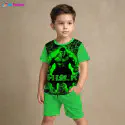 Hulk Deep Green Half-sleeve 3D Sublimation T-shirts Set For kids - AF036