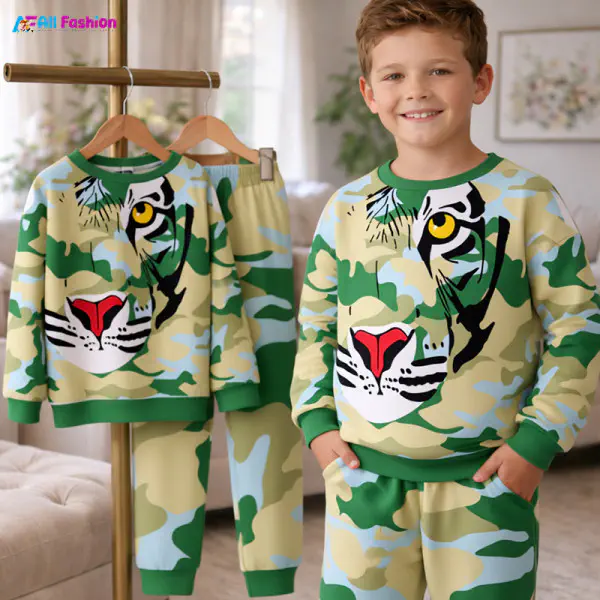 Cemo Tiger Full Sleeve Sweatshirts Set For Kids (2Y-15Y)