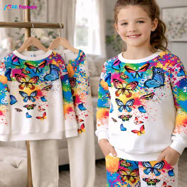 Art Butterfly Full Sleeve Sweatshirts Set For Kids (2Y-15Y)