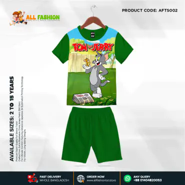 Tom & Jerry Half-sleeve 3D Sublimation T-shirts Set For kids - Code: AF38