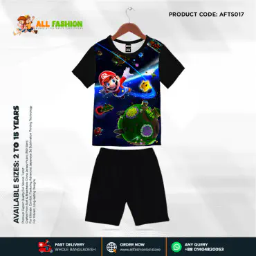 Super-Mairo Half-sleeve 3D Sublimation T-shirts Set For kids -AF017
