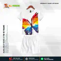   Butterfly White Half-sleeve 3D Sublimation T-shirts Set For kids-AF040  