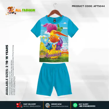 Sunny Bunnies Half-sleeve 3D Sublimation T-shirts Set For kids -AF044 