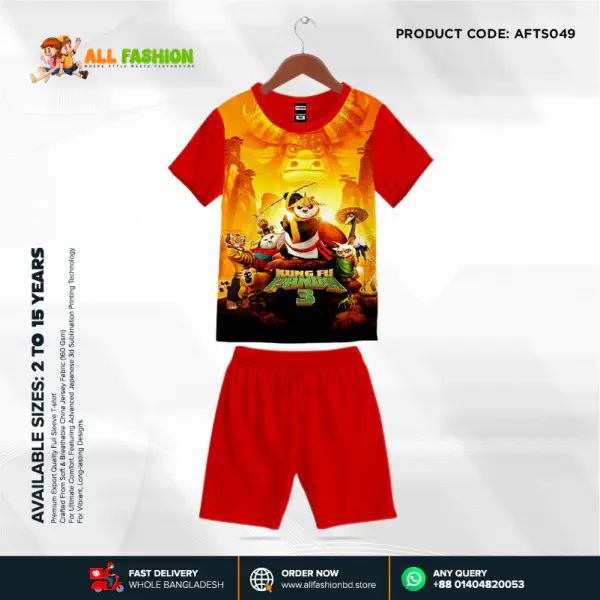 KUNG FU PANDA 3 Half-sleeve 3D Sublimation T-shirts Set For kids  - AF049