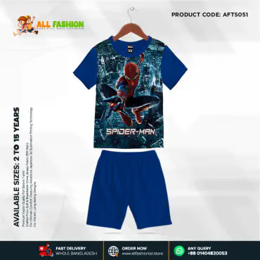 Spider-Man Half-sleeve 3D Sublimation T-shirts Set For kids - Code: AF66