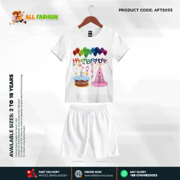 Happy Birthday Half-sleeve 3D Sublimation T-shirts Set For kids - AF055