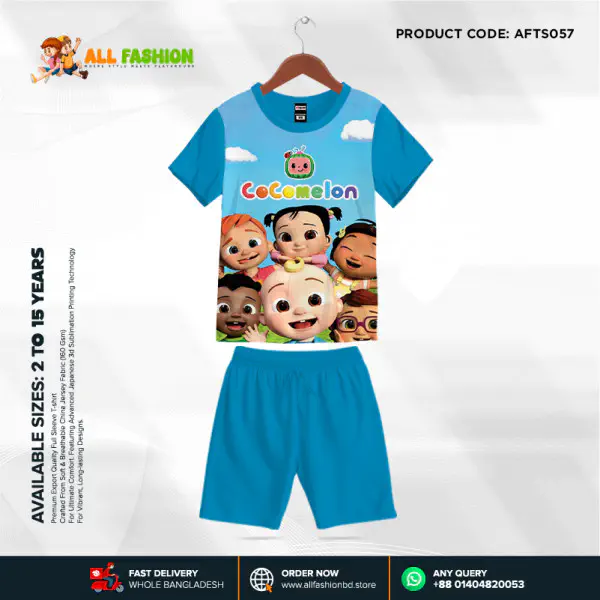 Cocomelon Half-sleeve 3D Sublimation T-shirts Set For kids - AF31