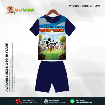 Mickey Mouse Half-sleeve 3D Sublimation T-shirts Set For kids - AF071