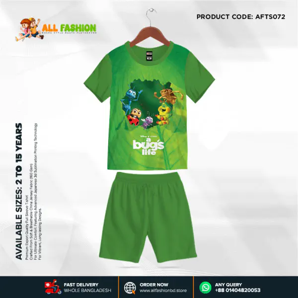  Bugs Life Half-sleeve 3D Sublimation T-shirts Set For kids - Code: MB19