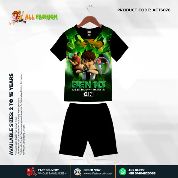  Ben 10 Half-sleeve 3D Sublimation T-shirts Set For kids -AF076 