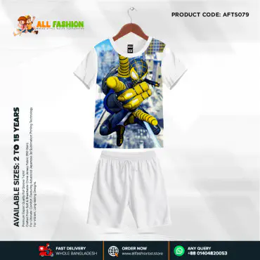 Spider-Man Half-sleeve 3D Sublimation T-shirts Set For kids - Code: AF37