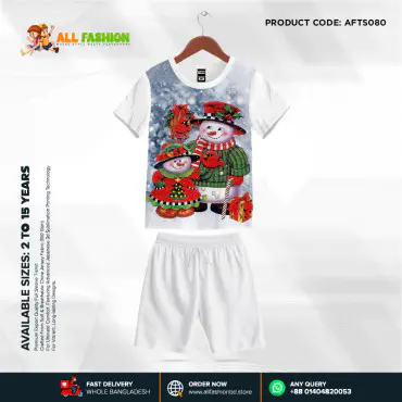 Snow White Half-sleeve 3D Sublimation T-shirts Set For kids - AF080