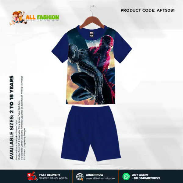 Spider Man Half-sleeve 3D Sublimation T-shirts Set For kids -AF081