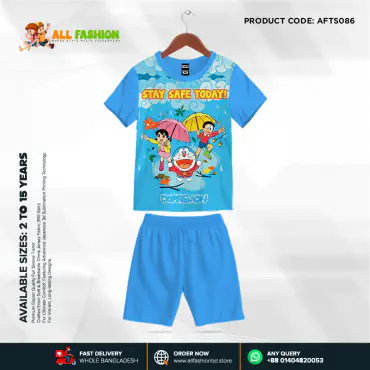 Dorimon Half-sleeve 3D Sublimation T-shirts Set For kids - Code: MB16