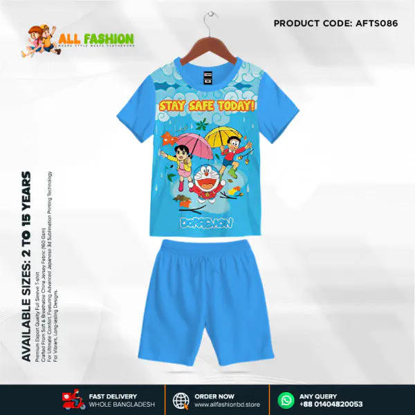 Dorimon Half-sleeve 3D Sublimation T-shirts Set For kids - Code: MB16