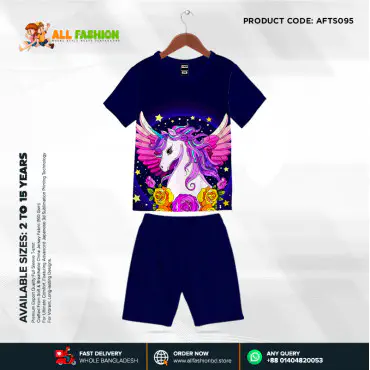 Unicorn Half-sleeve 3D Sublimation T-shirts Set For kids - Code: AF30