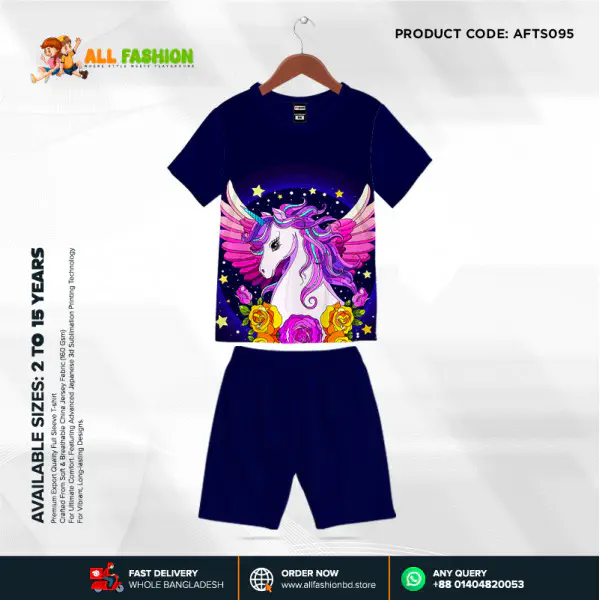 Unicorn Half-sleeve 3D Sublimation T-shirts Set For kids - Code: AF30