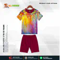 Flower Art Read Half-sleeve 3D Sublimation T-shirts Set For kids - AF20