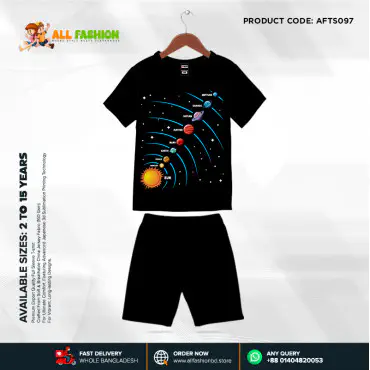  Earth Half-sleeve 3D Sublimation T-shirts Set For kids-AF097 