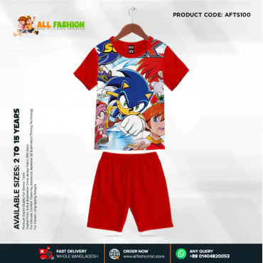 Sonic Read Half-sleeve 3D Sublimation T-shirts Set For kids - Code: MB21