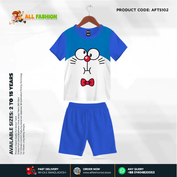 Dorimon Half-sleeve 3D Sublimation T-shirts Set For kids - AF102