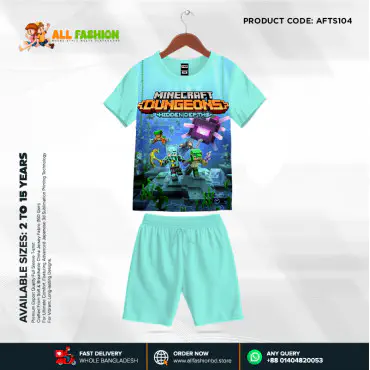 Maincrifet Peast Half-sleeve 3D Sublimation T-shirts Set For kids - AF104