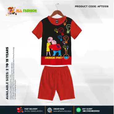 Patllu Doctors Jatka Chemical Idea Half-sleeve 3D Sublimation T-shirts Set For kids - AF108
