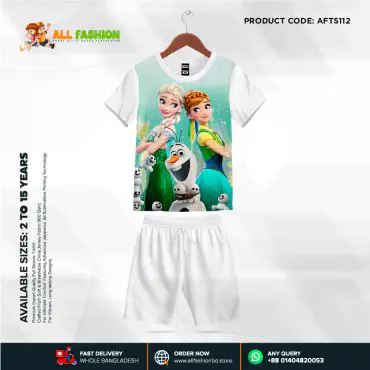 Frozen Half-sleeve 3D Sublimation T-shirts Set For kids - AFTS112