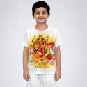 HAPPY DURGA PUJA WHITE   KIDS 3D T-SHIRT HALF SLEEVE (SUBLIMATION)AFP004