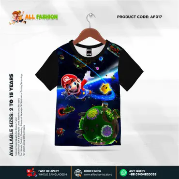 Super-Mairo Half-sleeve 3D Sublimation T-shirts For kids -AF017