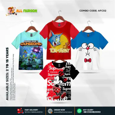 KIDS 3D T-SHIRT COMBO 02 HALF SLEEVE BOYS & GIRLS (SUBLIMATION PRINT)-AFC02