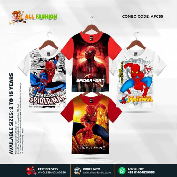 KIDS 3D T-SHIRT COMBO 30 HALF SLEEVE BOYS & GIRLS (SUBLIMATION PRINT)-AFC55