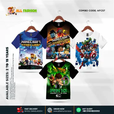 KIDS 3D T-SHIRT COMBO 32 HALF SLEEVE BOYS & GIRLS (SUBLIMATION PRINT)-AFC57