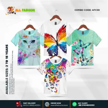 KIDS 3D T-SHIRT COMBO 34 HALF SLEEVE BOYS & GIRLS (SUBLIMATION PRINT)-AFC59