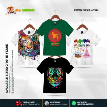 KIDS 3D T-SHIRT COMBO 12 HALF SLEEVE BOYS & GIRLS (SUBLIMATION PRINT)-AFC23
