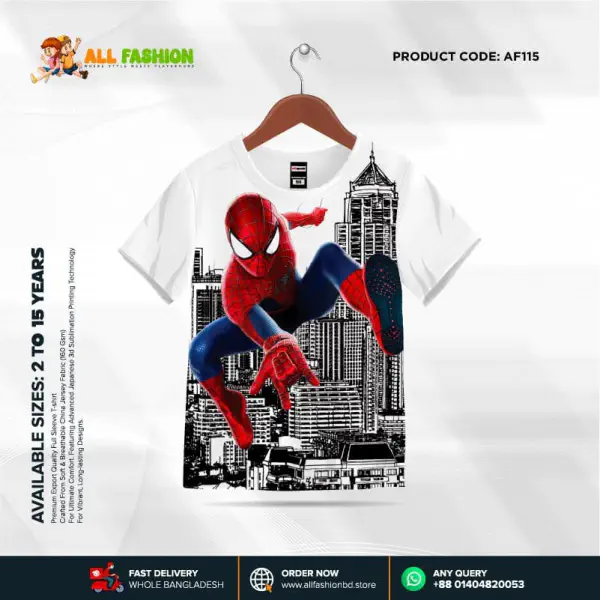 Spider-Man Half-sleeve 3D Sublimation T-shirts For kids -AF115 