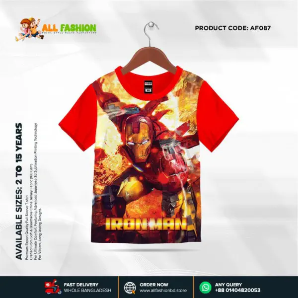 Iron Man Half-sleeve 3D Sublimation T-shirts For kids - Code: AF46